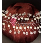 Accesoriu modern pentru decor par WED29 Argintiu cu cristale si perle de 35cm Accesoriu modern pentru decor par WED29 Argintiu cu cristale si perle de 35cm